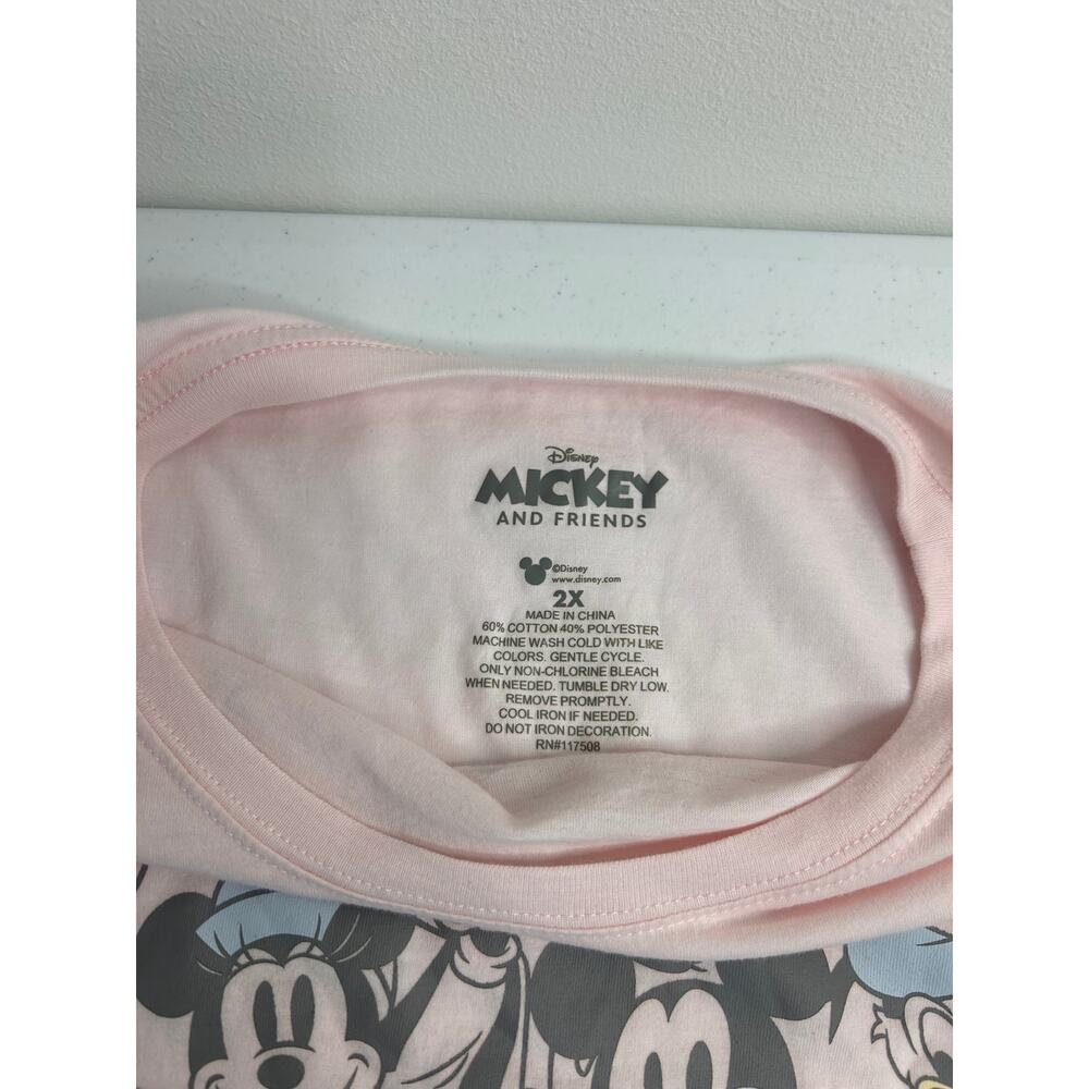 Disney Mickey & Friends Long Sleeve T-Shirt Sz 2X Pink Cropped Fit - Picture 4 of 7